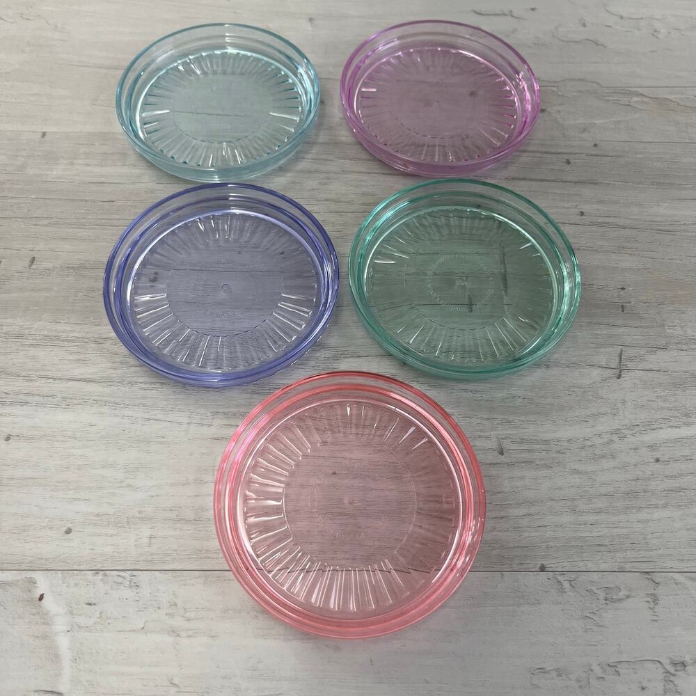 Vintage Tupperware Pastel Rainbow Stackable Acrylic Plastic Set Of 5  Coasters